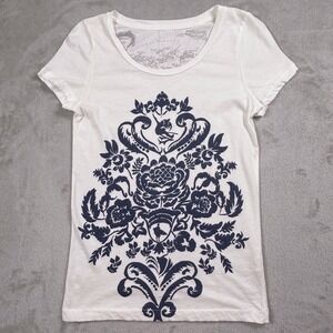 HIHO Intl Tee White Indie Sleaze Y2K Surf Floral Graphic Womens M